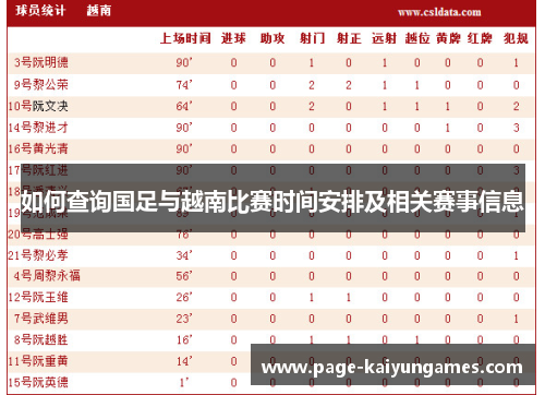 如何查询国足与越南比赛时间安排及相关赛事信息